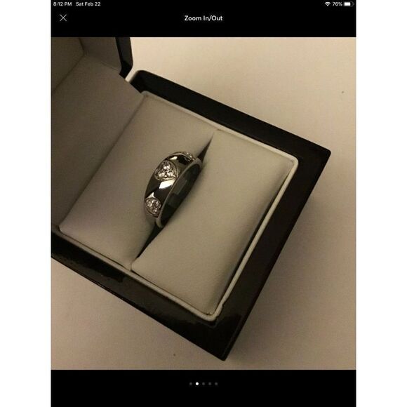 Gorgeous Triple Hearts Pave Sim Diamond Band Ring Sz 7 - Picture 2 of 6